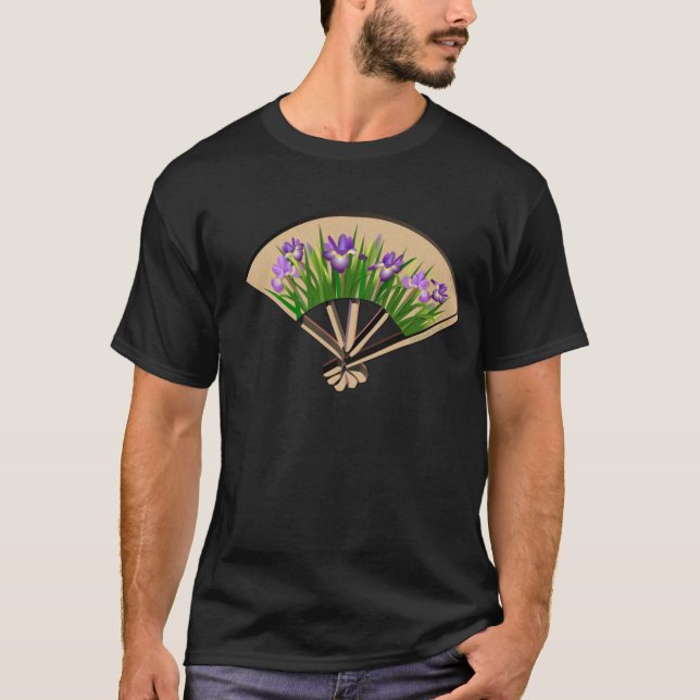 Purple Iris Japanese Fan Design Shirt (Front)