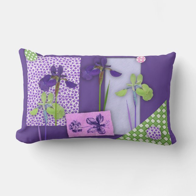 Purple Iris Lumbar Pillow (Front)