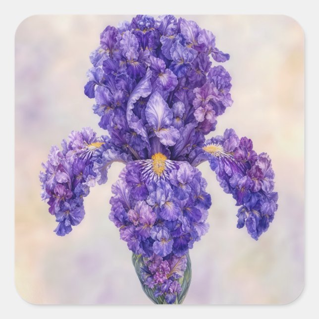 Purple Iris Made of Many Square Sticker (Front)
