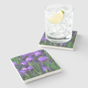 "PURPLE IRIS" /MARBLE,CORK-BACKED COASTER