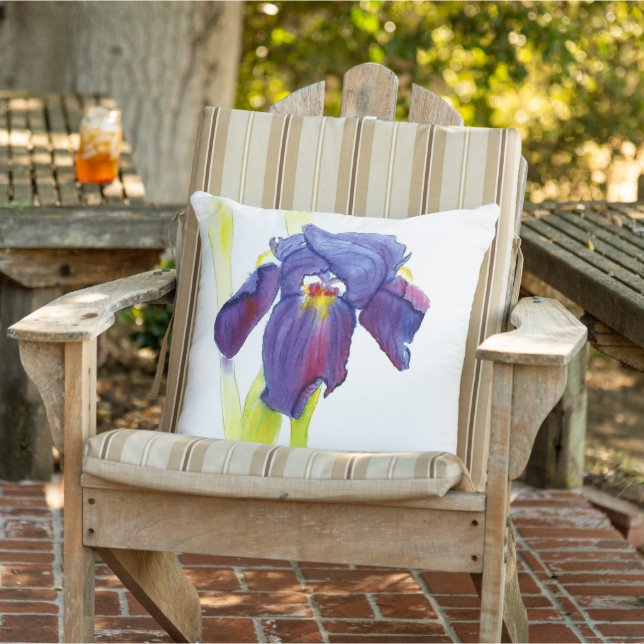 Purple Iris  Outdoor Pillow (Chair)