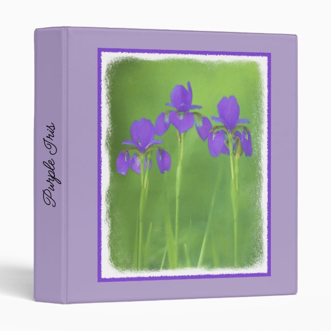 Purple Iris Painting - Original Flower Art 3 Ring Binder (Front/Spine)