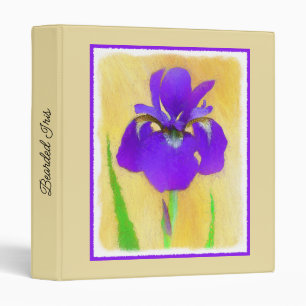 Purple Iris Painting - Original Flower Art 3 Ring Binder