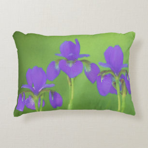 Purple Iris Painting - Original Flower Art Accent Pillow