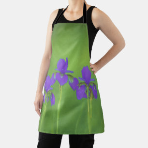 Purple Iris Painting - Original Flower Art Apron