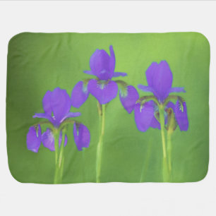 Purple Iris Painting - Original Flower Art Baby Blanket