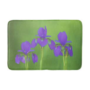 Purple Iris Painting - Original Flower Art Bathroom Mat