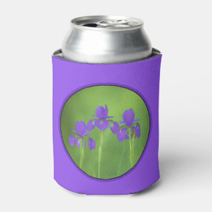 Purple Iris Painting - Original Flower Art Can Cooler