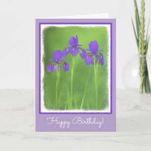 Purple Iris Painting - Original Flower Art Card