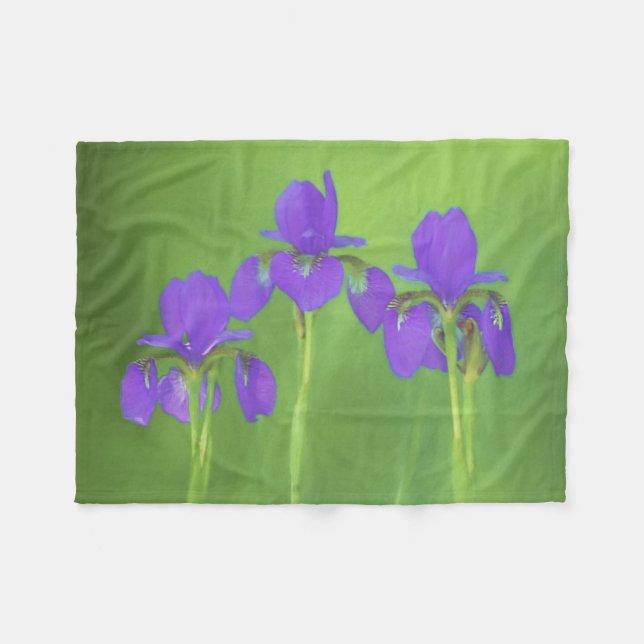 Purple Iris Painting - Original Flower Art Fleece Blanket (Front (Horizontal))