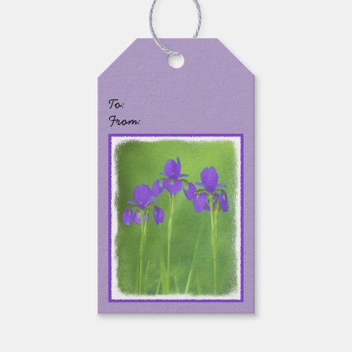 Purple Iris Painting _ Original Flower Art Gift Tags