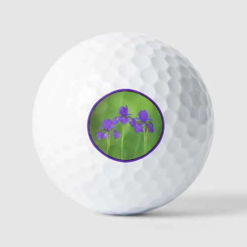 Purple Iris Painting _ Original Flower Art Golf Balls