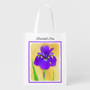 Purple Iris Painting - Original Flower Art Grocery Bag