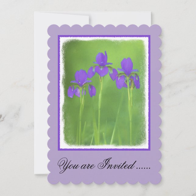Purple Iris Painting - Original Flower Art Invitation (Front)