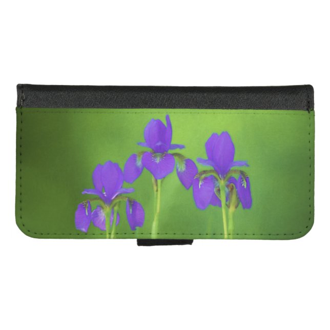 Purple Iris Painting - Original Flower Art iPhone Wallet Case (Front (Horizontal))