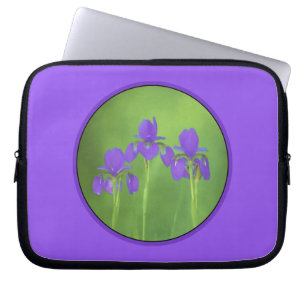 Purple Iris Painting - Original Flower Art Laptop Sleeve