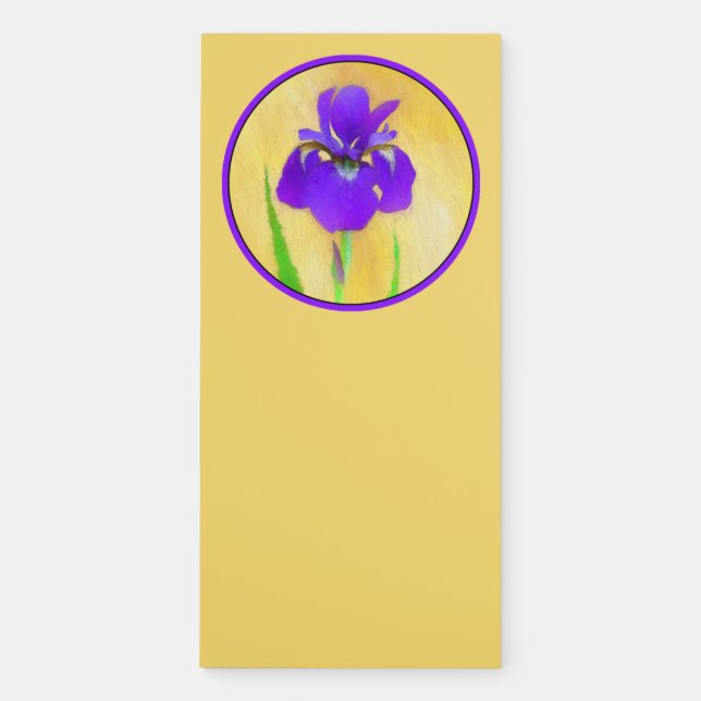 Purple Iris Painting - Original Flower Art Magnetic Notepad (Front)