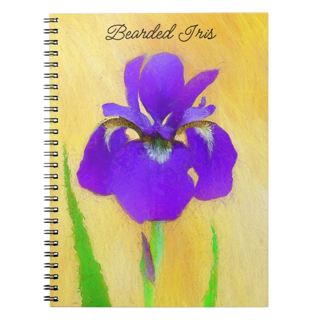 Purple Iris Painting - Original Flower Art Notebook (Front)