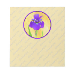 Purple Iris Painting - Original Flower Art Notepad