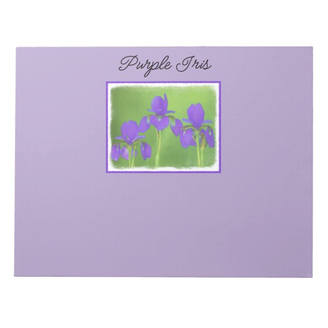 Purple Iris Painting - Original Flower Art Notepad (Front)