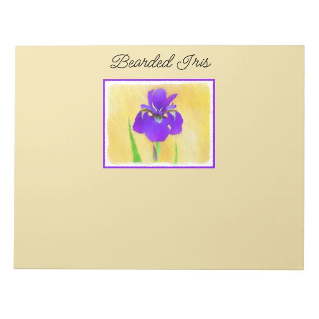 Purple Iris Painting - Original Flower Art Notepad (Front)