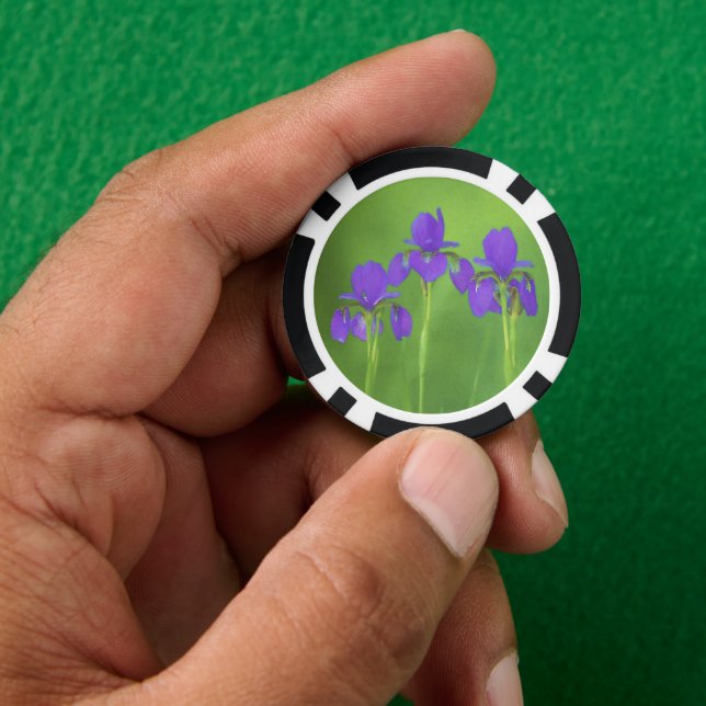 Purple Iris Painting - Original Flower Art Poker Chips (Hand)