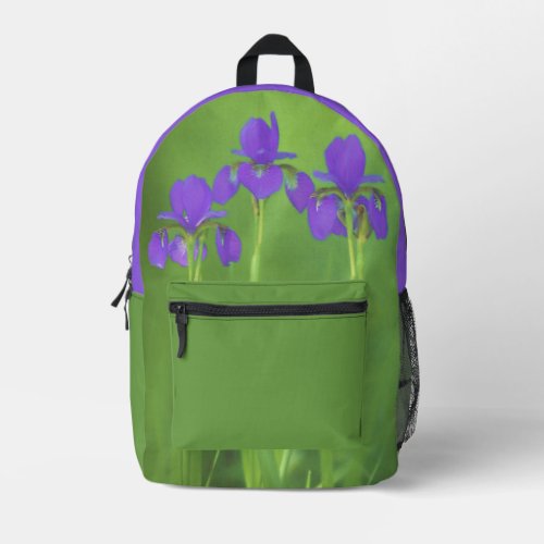 Purple Iris Painting _ Original Flower Art Printed Backpack