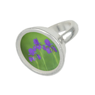 Purple Iris Painting - Original Flower Art Ring