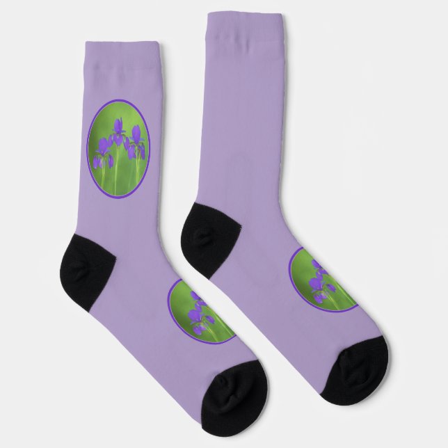 Purple Iris Painting - Original Flower Art Socks (Right)