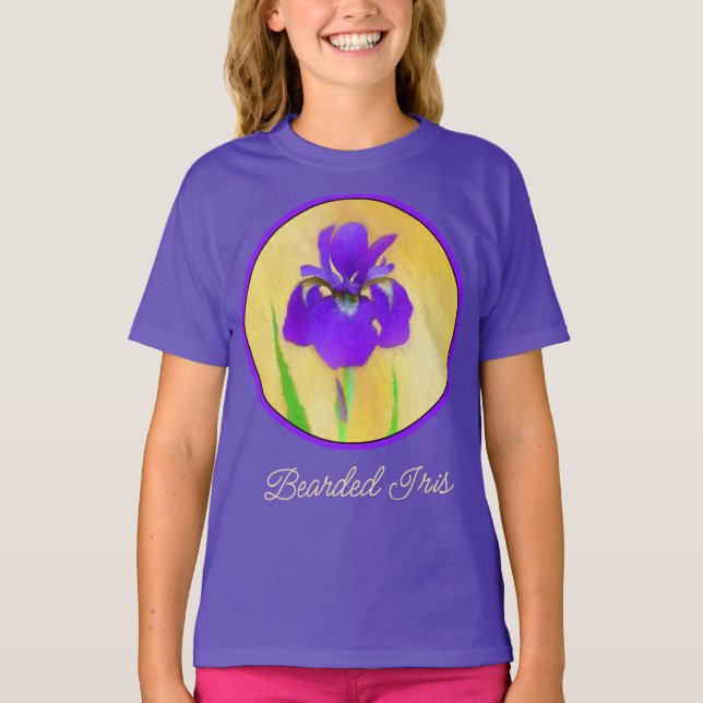 Purple Iris Painting - Original Flower Art T-Shirt (Front)