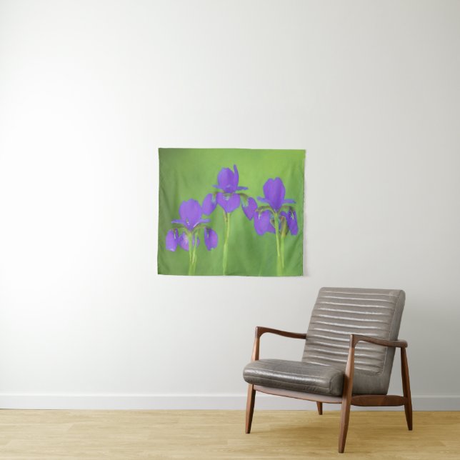 Purple Iris Painting - Original Flower Art Tapestry (In Situ (Horizontal))
