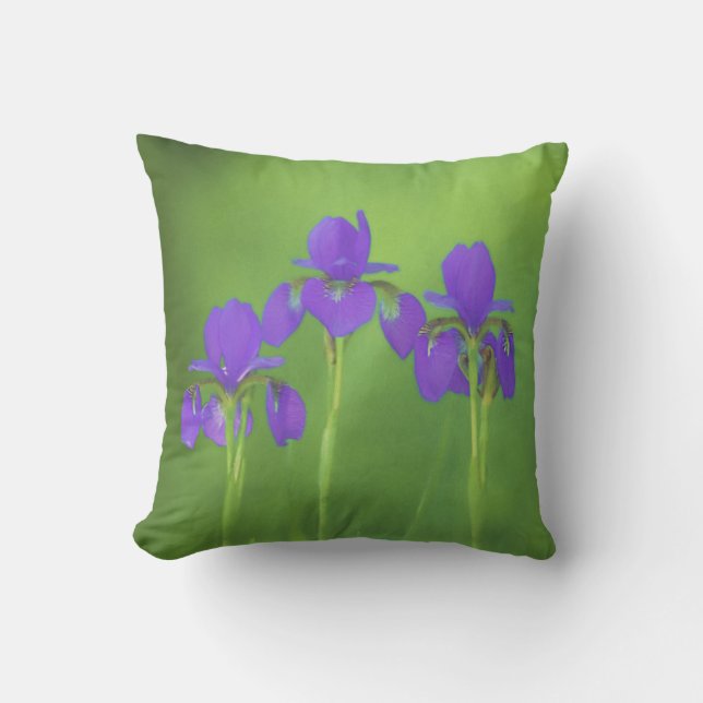 Purple Iris Painting - Original Flower Art Throw Pillow (Front)