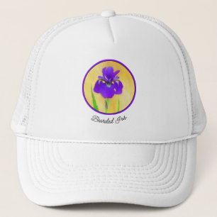 Purple Iris Painting - Original Flower Art Trucker Hat