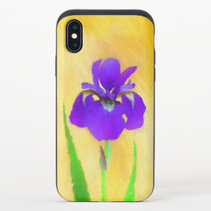 Purple Iris Painting - Original Flower Art iPhone X Slider Case