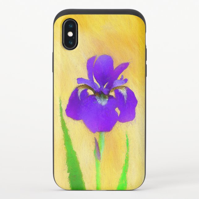 Purple Iris Painting - Original Flower Art Uncommon iPhone Case (Back)