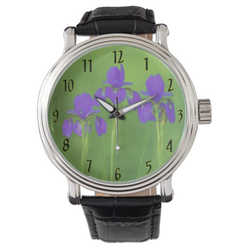 Purple Iris Painting _ Original Flower Art Watch