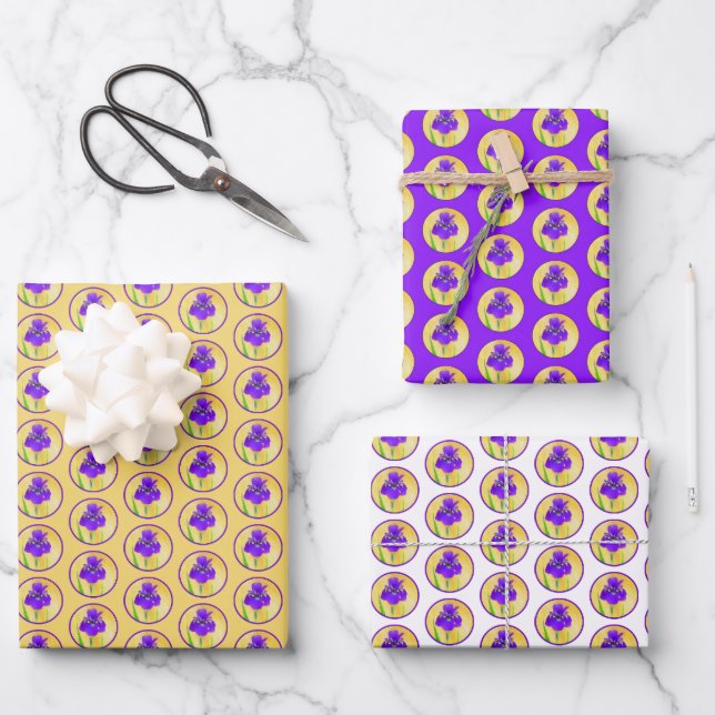 Purple Iris Painting - Original Flower Art Wrapping Paper Sheets (Front)
