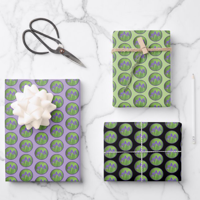 Purple Iris Painting - Original Flower Art Wrapping Paper Sheets (Front)