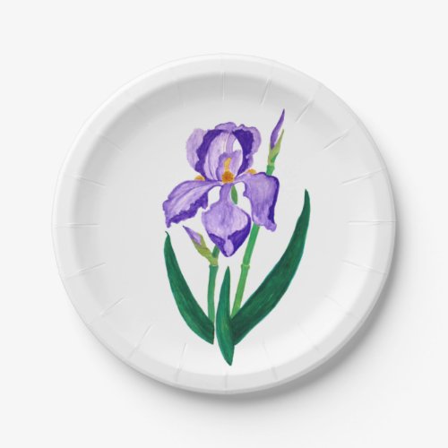 Purple Iris Paper Plate