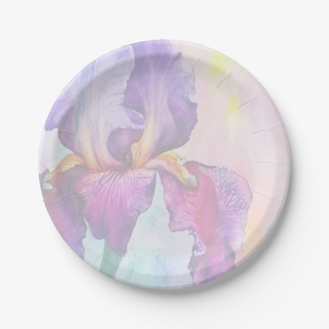 Purple Iris Paper Plates (Front)