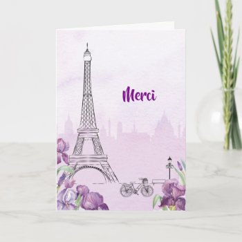 Purple Iris Paris Thank You Card by starstreamdesign at Zazzle