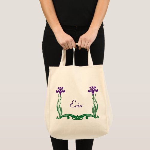 Purple Iris Personalized Tote Bag