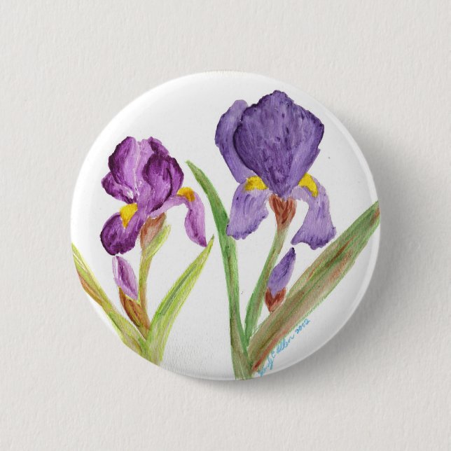 Purple Iris Pinback Button (Front)
