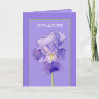 Purple Iris purple Birthday Card