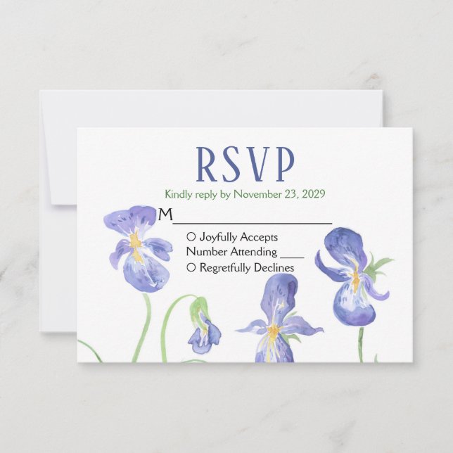 Purple Iris RSVP Wedding Response (Front)