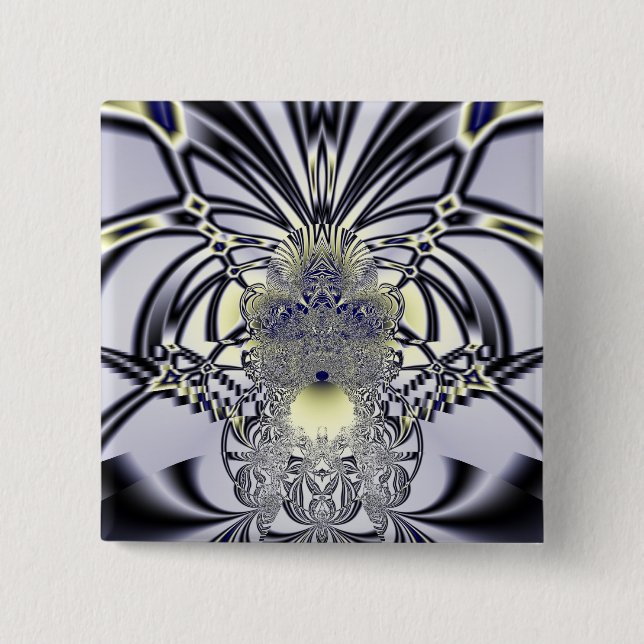 Purple Iris Sacred Geometry Fractal Art Pinback Button (Front)