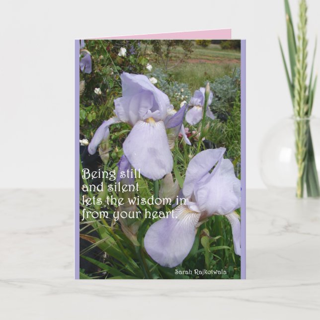 Purple Iris Silent Wisdom Heart floral Card (Front)