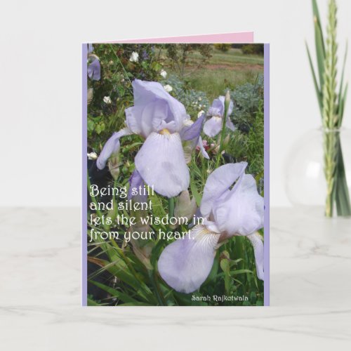 Purple Iris Silent Wisdom Heart floral Card