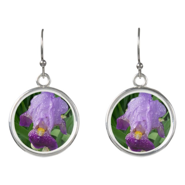Purple Iris Silver Earrings (Front)