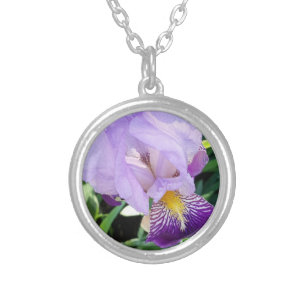 Purple Iris Silver Necklace
